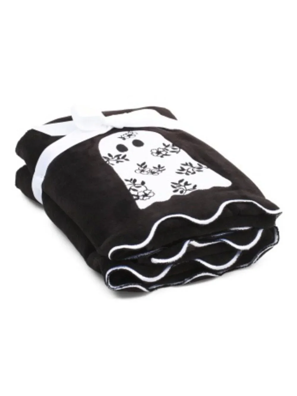NWT Kassatex Floral Ghost Velour Halloween Embellished Hand Towel Set 2-Pack